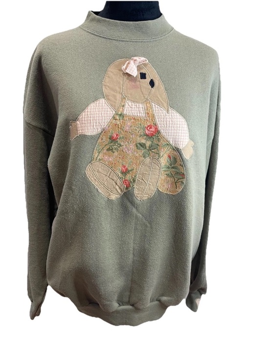 Tultex Sweaters - Tultex maximum Sweats vintage 1990s cottage core applique bunny sweatshirt SZ LG